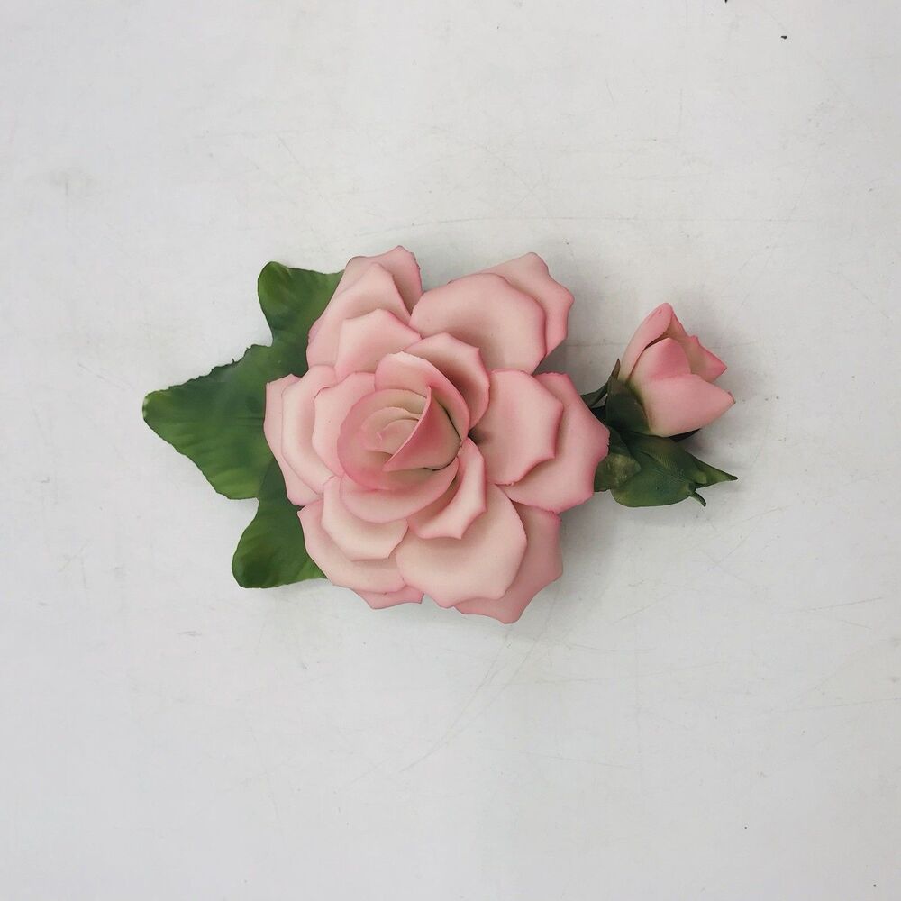 Vtg 1985 Franklin Mint Capodimonte "York & Lancaster" Porcelain Pink Rose Italy